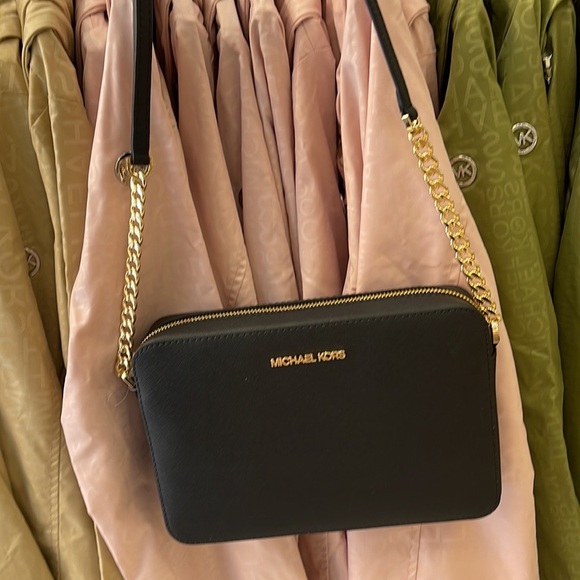 Michael Kors Jet Set Item Large East West Zip Crossbody Leather Black - Picture 15 of 16